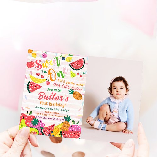 Sweet One  Fruit Party Birthday Invitation