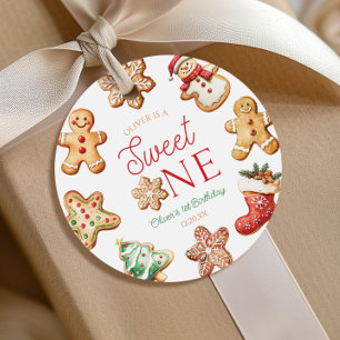 Sweet One Gingerbread Cookie 1st Birthday Party Favor Tags