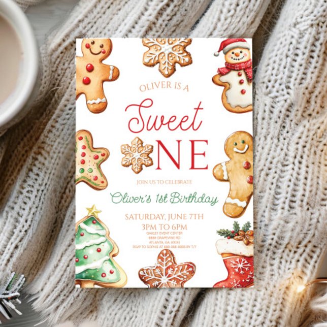 Sweet One Gingerbread Cookie 1st Birthday Party Invitation (Creator Uploaded)
