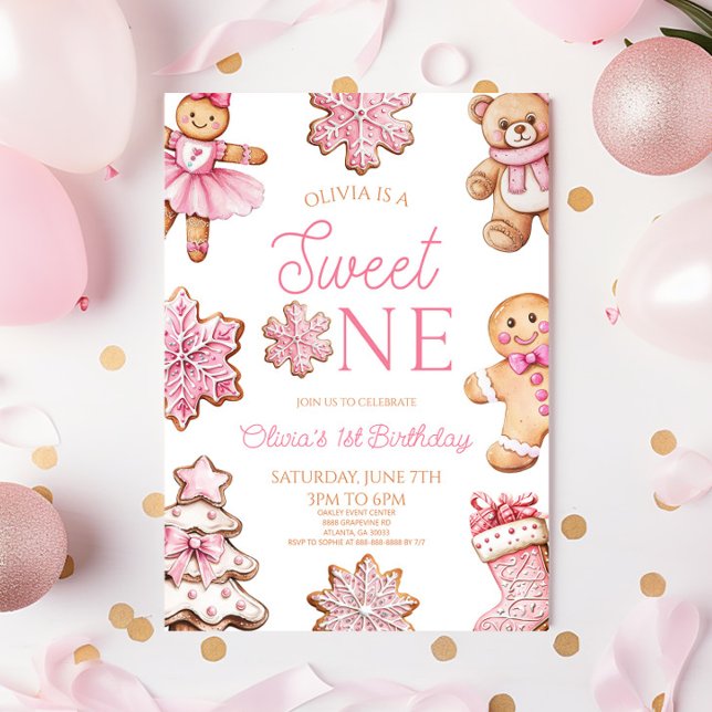 Sweet One Gingerbread Cookie 1st Birthday Party Invitation (Creator Uploaded)