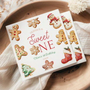 Sweet One Gingerbread Cookie 1st Birthday Party Napkins