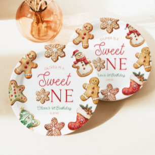 Sweet One Gingerbread Cookie 1st Birthday Party Paper Plates