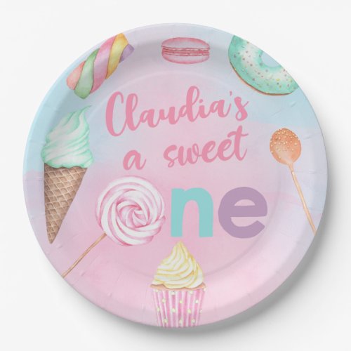 Sweet One girl 1st birthday party paper plate Paper Plates