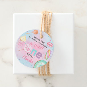 Sweet One girl 1st birthday thank you favor tags. Favor Tags