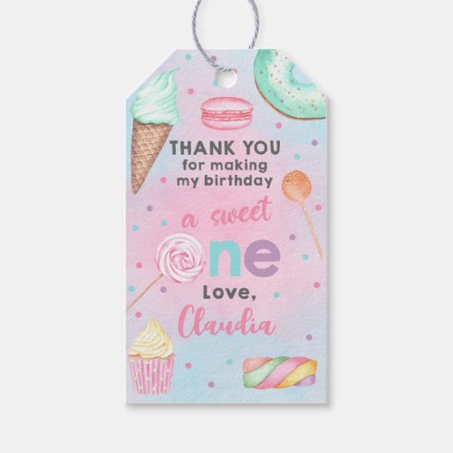 Sweet One girl birthday thank you favor gift tag Gift Tags