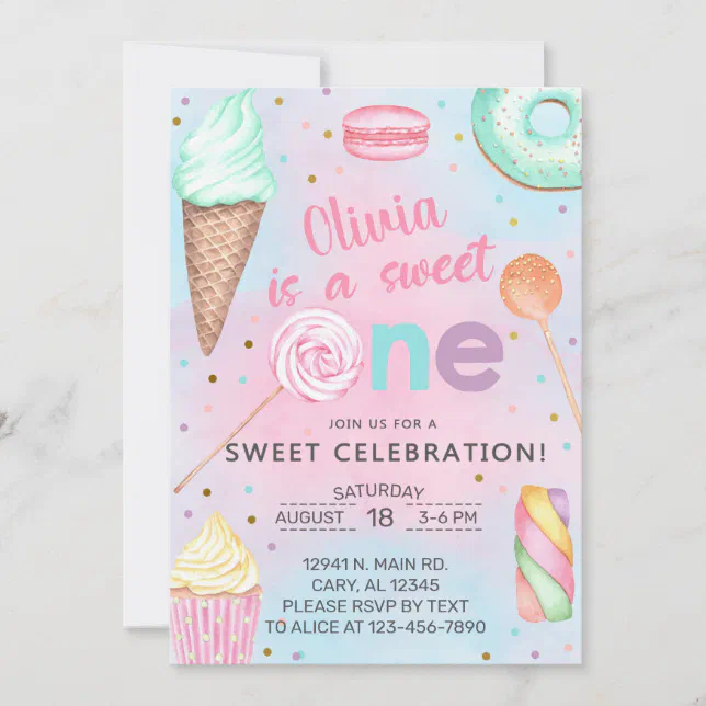 Sweet One girl first, 1st birthday invitation. Invitation | Zazzle