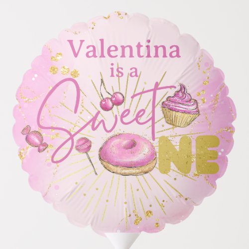 Sweet One Girls 1st Birthday Desserts Pink Gold Balloon