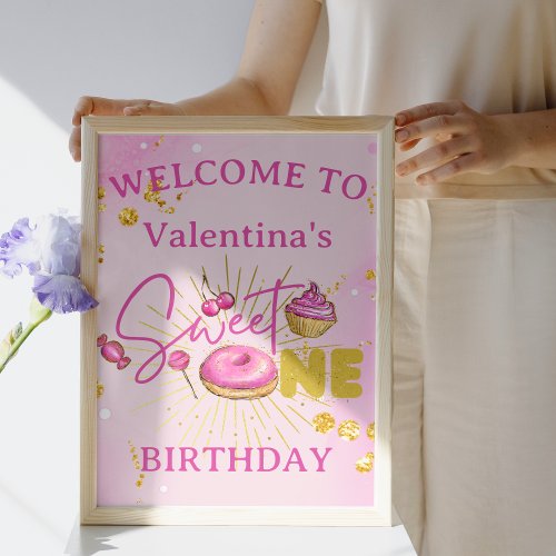 Sweet One Girls 1st Birthday Sweets Welcome Sign