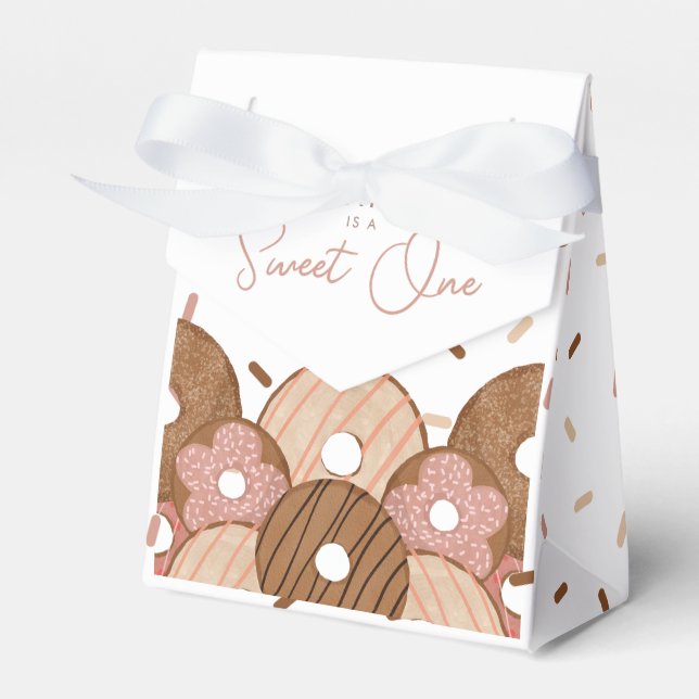Sweet One Girls Donut Birthday Favor Boxes (Front Side)