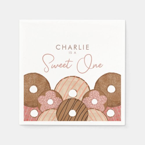 Sweet One Girls Donut Birthday Napkins