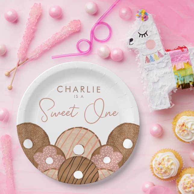 Sweet One Girls Donut Birthday Paper Plates (Party)