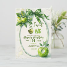 Sweet One Green Apple First Birthday Invitation Wa