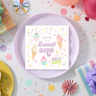 Sweet One Ice Cream and Cake 1st Birthday Napkins