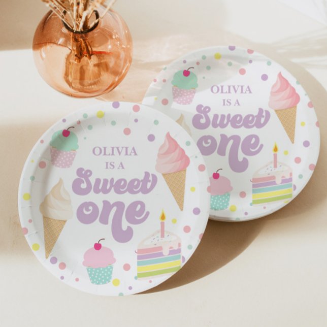 Sweet One Ice Cream and Cake 1st Birthday Paper Plates (Creator Uploaded)