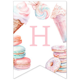 Sweet one ice cream birthday  bunting flags