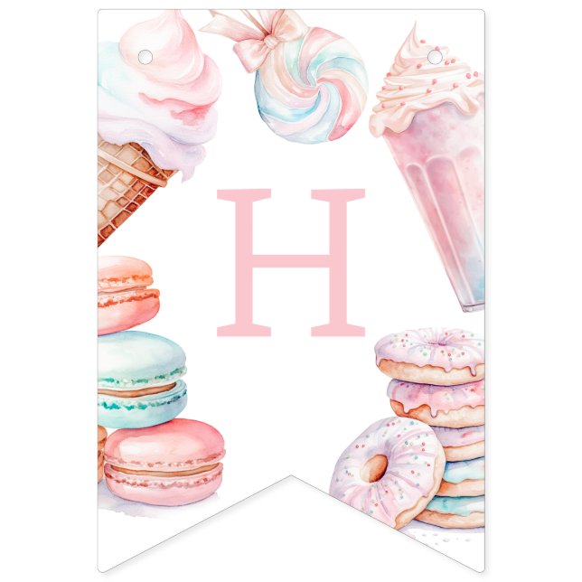 Sweet one ice cream birthday  bunting flags (Second Flag)