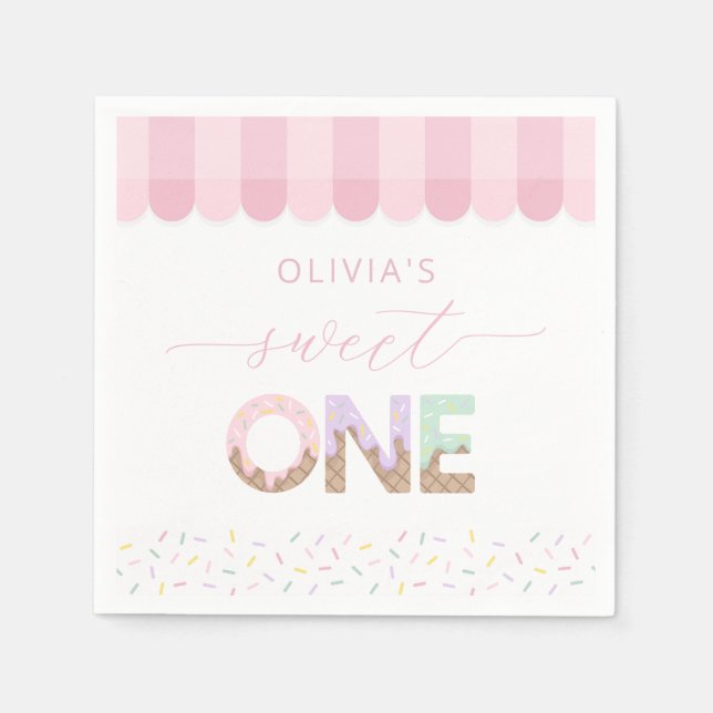 Sweet One Ice Cream Birthday Napkins (Front)