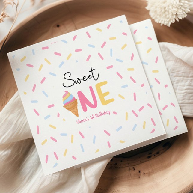 Sweet One Ice Cream First 1st Birthday Party Napkins (Creator Uploaded)