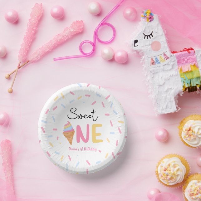 Sweet One Ice Cream First 1st Birthday Party Paper Bowls (Party)