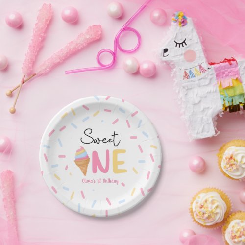 Sweet One Ice Cream First 1st Birthday Party Paper Plates