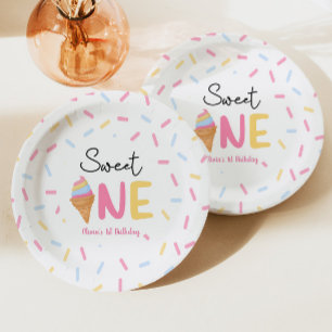 Sweet One Ice Cream First 1st Birthday Party Paper Plates