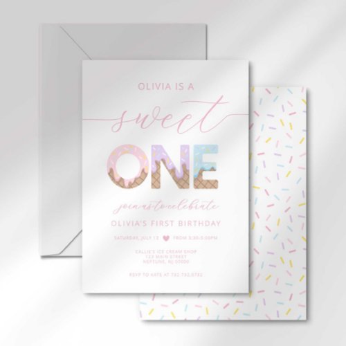 Sweet One Ice Cream Party Invitation