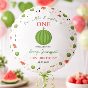 Sweet One in a Melon Watermelon 1st Birthday Party Balloon