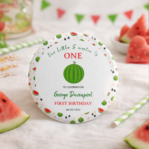 Sweet One in a Melon Watermelon 1st Birthday Party Button