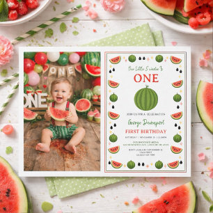Sweet One in a Melon Watermelon 1st Birthday Party Invitation