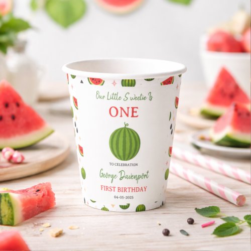 Sweet One in a Melon Watermelon 1st Birthday Party Paper Cups