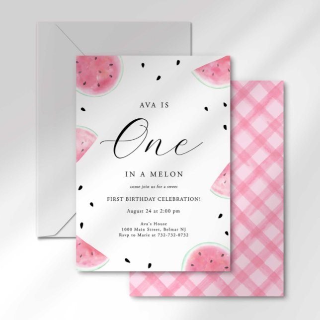 Sweet One In A Melon Watermelon First Birthday Invitation (Creator Uploaded)