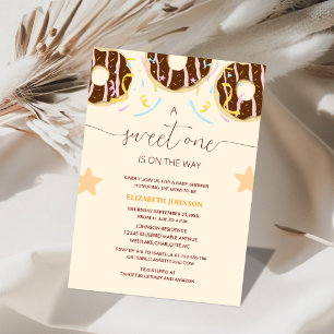 sweet one is on the way donut baby shower invitation