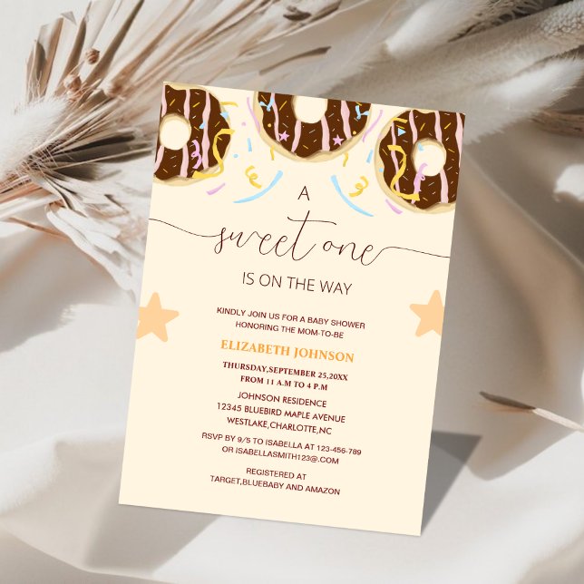 sweet one is on the way donut baby shower invitation (Creator Uploaded)