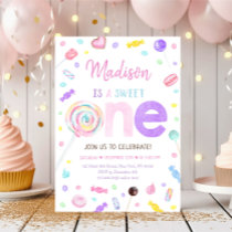 Sweet One Lollipop Candy First Birthday Invitation