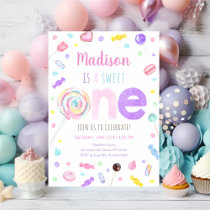 Sweet One Lollipop Candy First Birthday Invitation