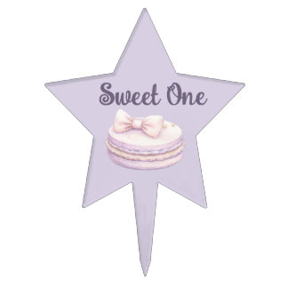 Sweet One Macaron Star  Pastel First Birthday Cake Topper