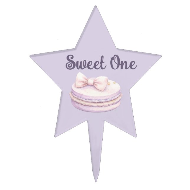 Sweet One Macaron Star  Pastel First Birthday Cake Topper (Front)