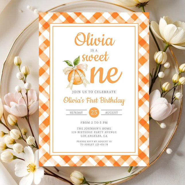 Sweet One Orange Citrus 1st Birthday Invitation (Sweet One Orange Citrus 1st Birthday Invitation)