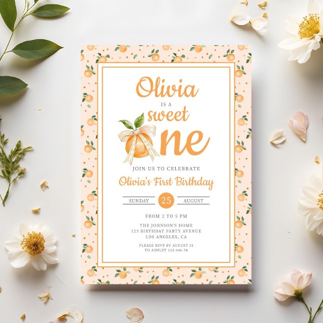 Sweet One Orange Citrus 1st Birthday Invitation (Sweet One Orange Citrus 1st Birthday Invitation)
