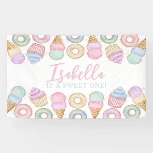 Sweet One Pastel 1st Birthday Party Backdrop 