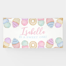 Sweet One Pastel 1st Birthday Party Backdrop Large Banner