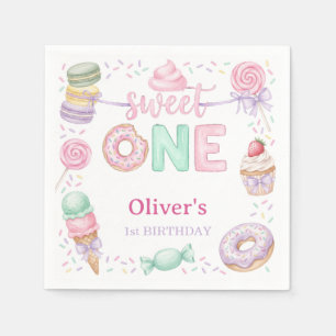 Sweet One Pastel Dessert 1st Birthday Paper Napkin