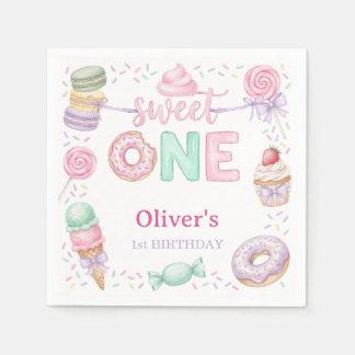 Sweet One Pastel Dessert 1st Birthday Paper Napkin