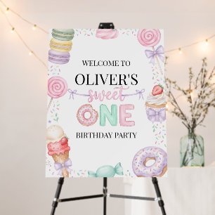 Sweet One Pastel Dessert Birthday Welcome Sign