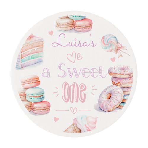 Sweet one Pastel sweets birthday party Edible Frosting Rounds