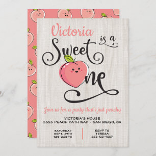 Sweet one Peach Birthday Party Invitation