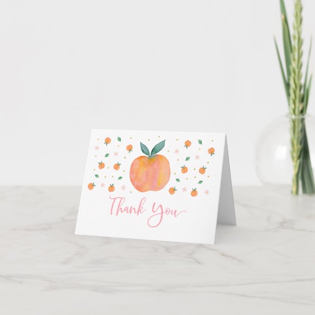 Sweet One Peach Birthday Thank You Card (Front)