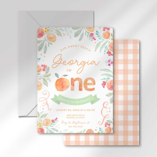 Sweet One Peach First Birthday Invitation (Creator Uploaded)