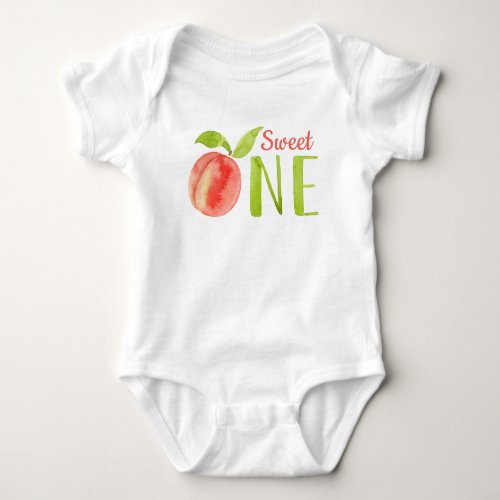 Sweet One Peach Watercolor 1st Birthday Girl  Baby Bodysuit