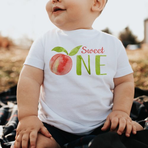 Sweet One Peach Watercolor 1st Birthday Girl  Baby T_Shirt